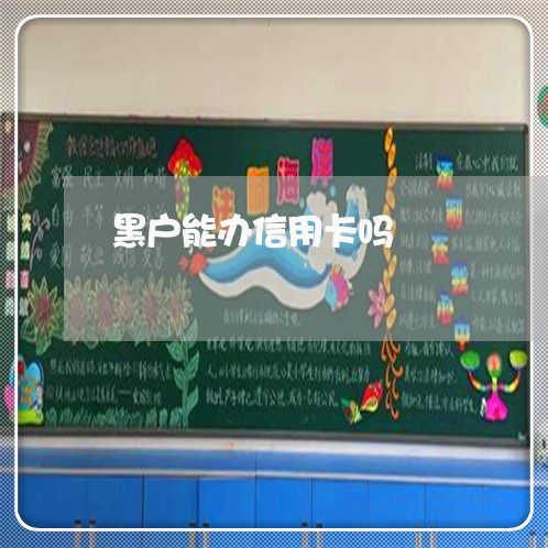 黑户能办信用卡吗