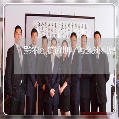 黔农e贷逾期了怎么还利息 黔农e贷逾期了怎么还利息