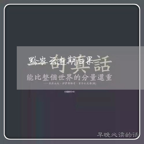 黔农云逾期后果