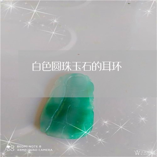 白色圆珠玉石的耳环/2023041394603