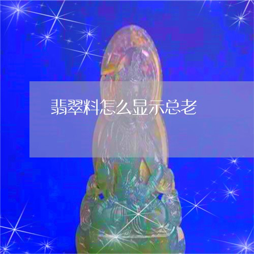 翡翠料怎么显示总老/2023021338068