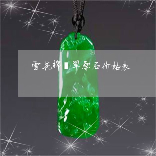 雪花棉翡翠原石价格表/2023060488250