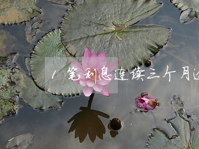 1笔利息连续三个月逾期 1笔利息连续三个月逾期