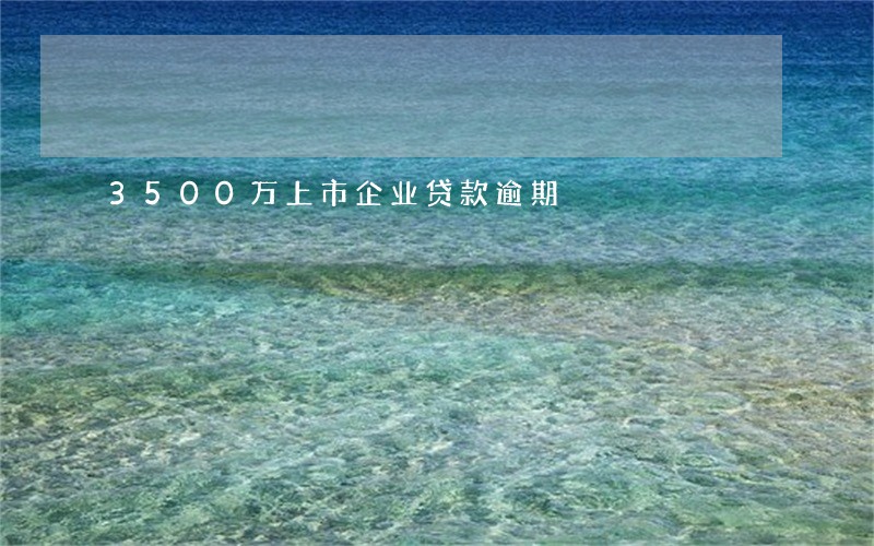 3500万上市企业贷款逾期 3500万上市企业贷款逾期