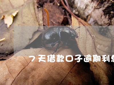 7天借款口子逾期利息 7天借款口子逾期利息