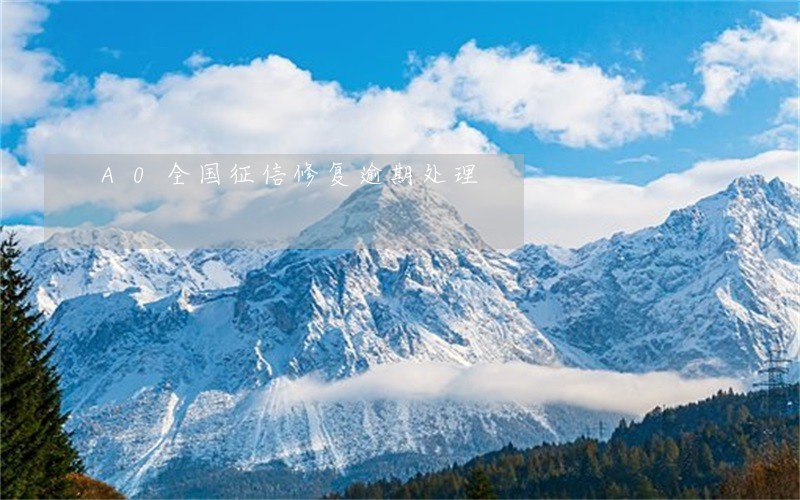 A0全国征信修复逾期处理 A0全国征信修复逾期处理