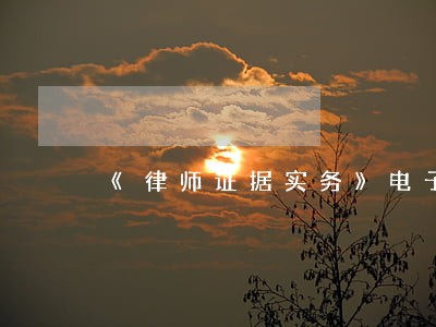 《律师证据实务》电子书 《律师证据实务》电子书