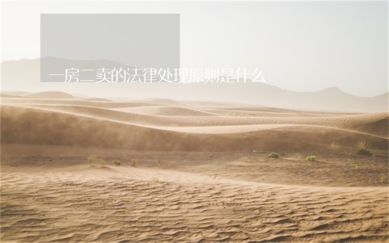 一房二卖的法律处理原则是什么 一房二卖的法律处理原则是什么