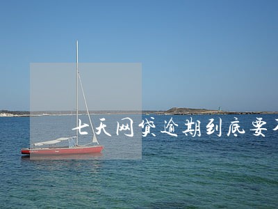 七天网贷逾期到底要不要还 七天网贷逾期到底要不要还