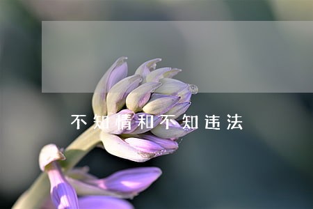 不知情和不知违法 不知情和不知违法