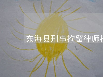 东海县刑事拘留律师推荐