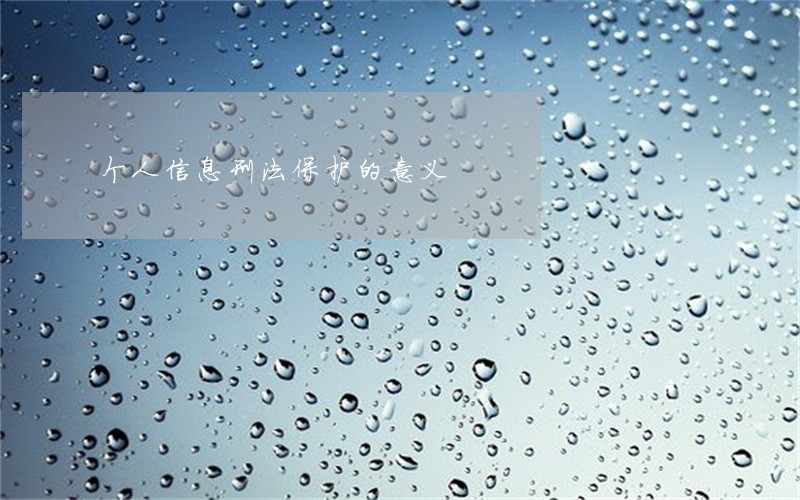 个人信息刑法保护的意义
