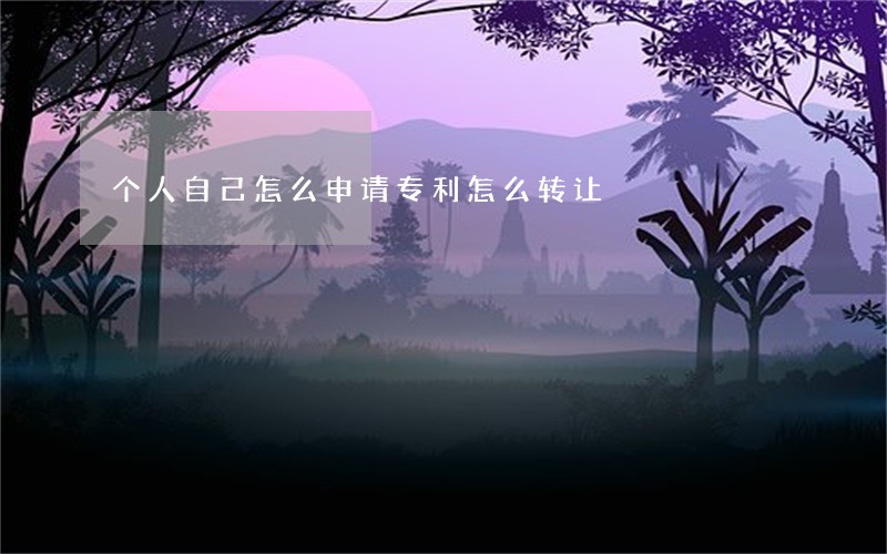 个人自己怎么申请专利怎么转让 个人自己怎么申请专利怎么转让