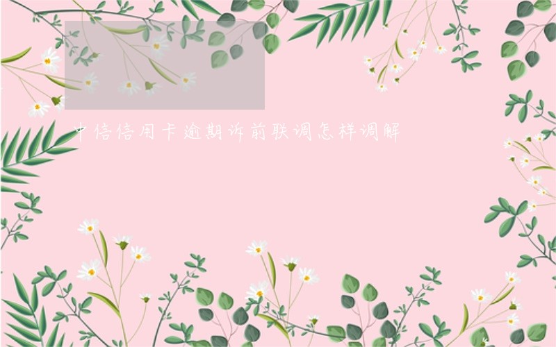 中信信用卡逾期诉前联调怎样调解 中信信用卡逾期诉前联调怎样调解
