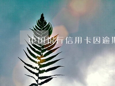 中国银行信用卡因逾期被停 中国银行信用卡因逾期被停