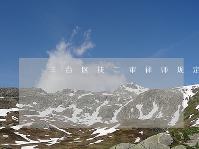 丰台区找二审律师规定 丰台区找二审律师规定