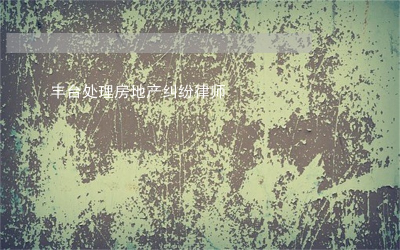 丰台处理房地产纠纷律师 丰台处理房地产纠纷律师
