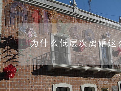 为什么低层次离婚这么难 为什么低层次离婚这么难