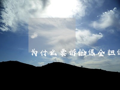 为什么要诉讼保全担保 为什么要诉讼保全担保