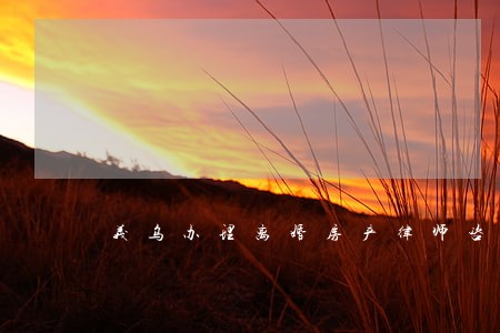 义乌办理离婚房产律师咨询免费 义乌办理离婚房产律师咨询免费