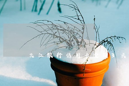 九江银行信用卡逾期3天