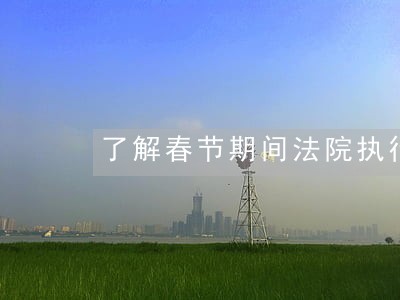 了解春节期间法院执行的 了解春节期间法院执行的