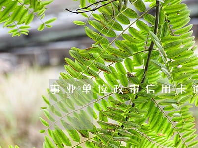 事业单位政审信用卡逾期 事业单位政审信用卡逾期