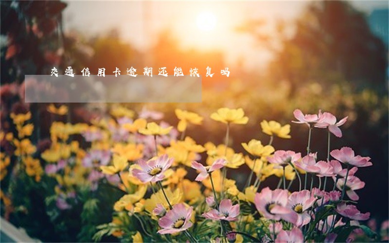 交通信用卡逾期还能恢复吗 交通信用卡逾期还能恢复吗