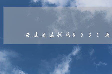 交通违法代码8031是什么 交通违法代码8031是什么
