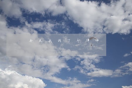 今天我找了个律师 今天我找了个律师