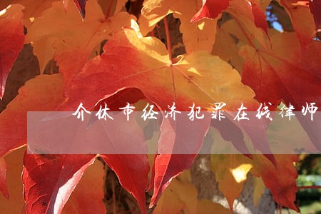 介休市经济犯罪在线律师咨询 介休市经济犯罪在线律师咨询
