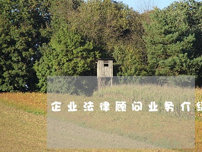 企业法律顾问业务介绍 企业法律顾问业务介绍