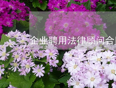企业聘用法律顾问合同书范本 企业聘用法律顾问合同书范本