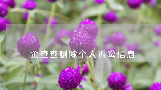 企查查删除个人诉讼信息 企查查删除个人诉讼信息