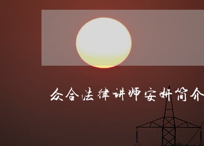 众合法律讲师安妍简介 众合法律讲师安妍简介