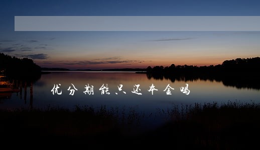 优分期能只还本金吗 优分期能只还本金吗