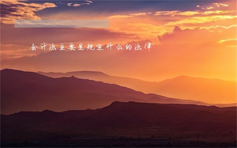 会计法主要是规定什么的法律 会计法主要是规定什么的法律