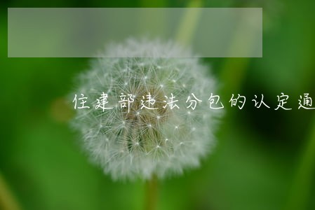 住建部违法分包的认定通报 住建部违法分包的认定通报