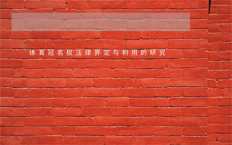 体育冠名权法律界定与利用的研究