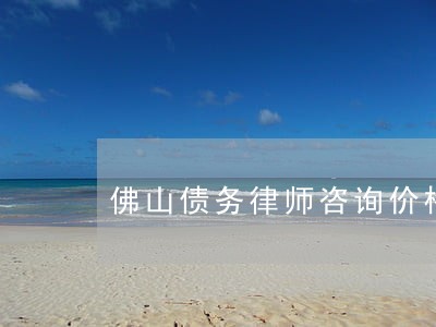 佛山债务律师咨询价格 佛山债务律师咨询价格