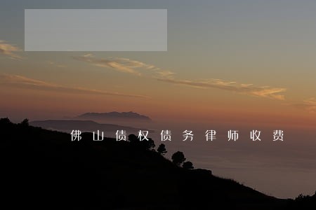 佛山债权债务律师收费 佛山债权债务律师收费