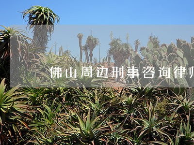 佛山周边刑事咨询律师免费咨询