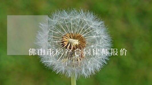 佛山市房产合同律师报价 佛山市房产合同律师报价