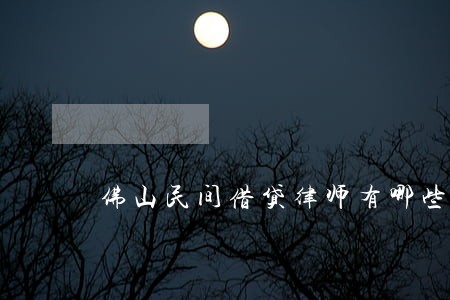 佛山民间借贷律师有哪些 佛山民间借贷律师有哪些