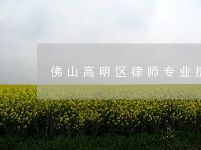 佛山高明区律师专业擅长推荐 佛山高明区律师专业擅长推荐