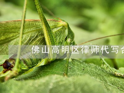 佛山高明区律师代写合同咨询 佛山高明区律师代写合同咨询