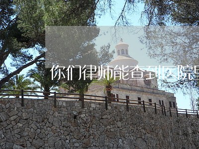 你们律师能查到医院里的病例吗