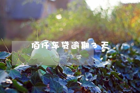 佰仟车贷逾期3天 佰仟车贷逾期3天