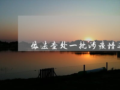 依法查处一批涉疫情违法犯罪案件 依法查处一批涉疫情违法犯罪案件