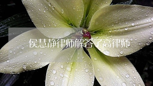 侯慧静律师解答了高律师 侯慧静律师解答了高律师